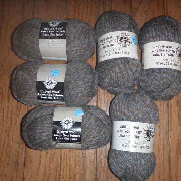 Bulky Twist™ Solid Yarn by Loops & Threads®, Color: Tan  6 Skeins Loops & Threads Undyed Wool Yarn - Color Gray/Brown Twist - 197 yds ea.